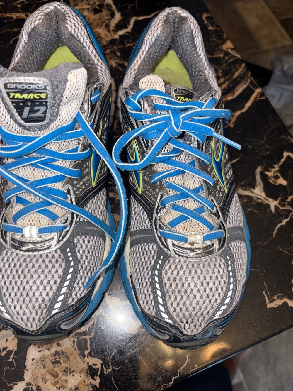 Brooks Gray, Blue & Neon Green Trance 12 Running Shoes vgc